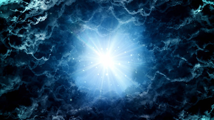 Worship and Prayer based cinematic clouds and light rays background useful for divine, spiritual,...
