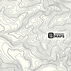 The stylized height of the topographic contour in lines and contours. The concept of a conditional geography scheme and the terrain path. Vector illustration.