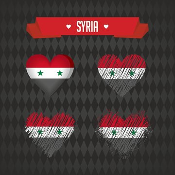 Syria with love. Design vector broken heart with flag inside.
