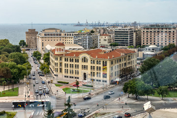 Thessaloniki, Greece - May 27, 2015: View panorama of Thessaloniki from OTE Tower.