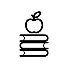 Apple on books icon. Knowledge logo.