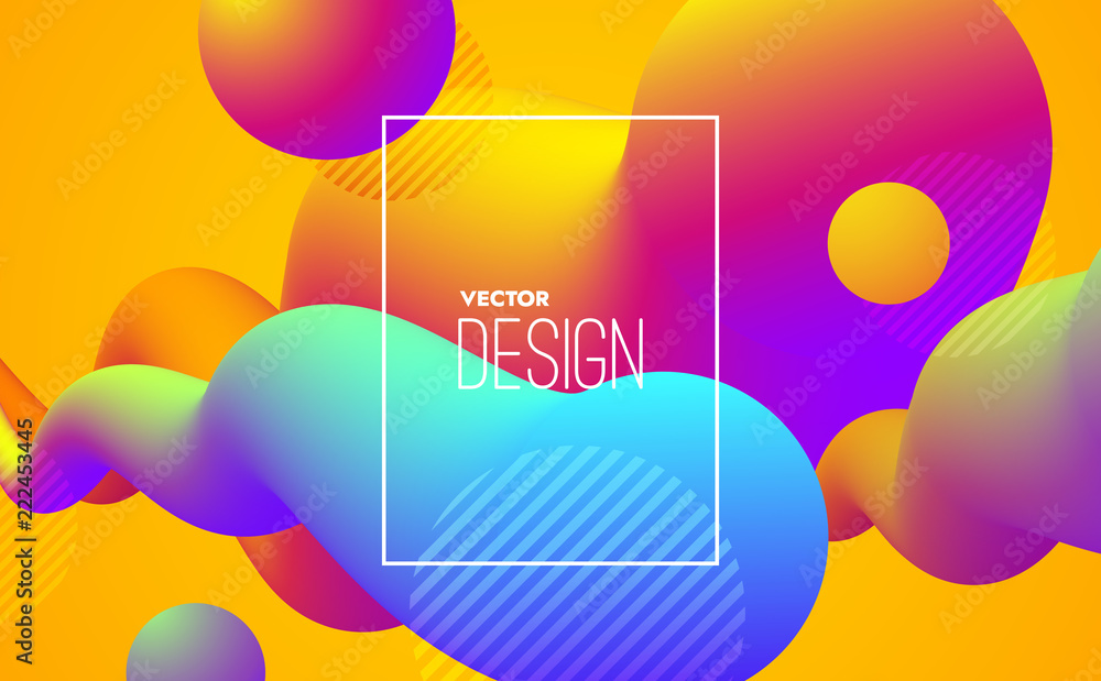 Poster abstract 3d colorful shapes. vector artistic illustration. vibrant color gradient streams or cloud. 