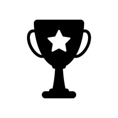 Champions cup with star. Simple icon. Black on white background