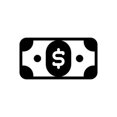 Dollar banknote. Simple icon. Black on white background