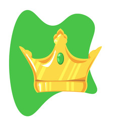 Gold crown with precious stone On the color plate