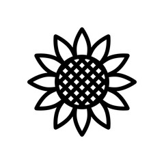 Sunflower, plant. Nature icon. Black on white background