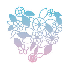 flowers and leafs garden with heart shape