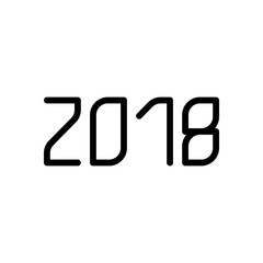 2018 number icon. Happy New Year. Black on white background