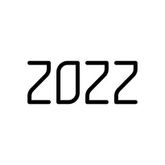 2022 number icon. Happy New Year. Black on white background