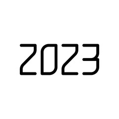 2023 number icon. Happy New Year. Black on white background