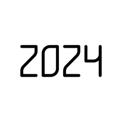 2024 number icon. Happy New Year. Black on white background