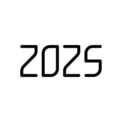 2025 number icon. Happy New Year. Black on white background