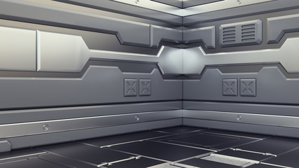 Science background fiction interior rendering sci-fi spaceship corridors,3D rendering