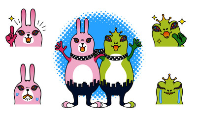 うさぎとカエル