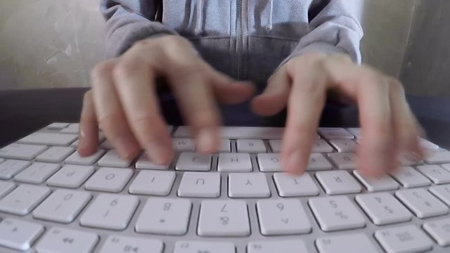Freelancer typing on keyboard computer