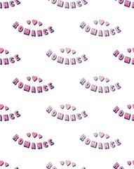 love heart text romance vector seamless pattern