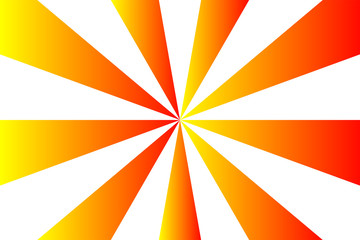 Abstract sunburst pattern, gradient red, orange, and yellow ray colors on white background. Vector illustration, EPS10. Geometric pattern. Use as background, backdrop, image montage, mock up template,