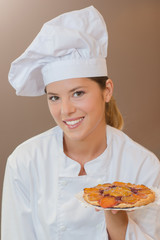 Presenting a fruit tart