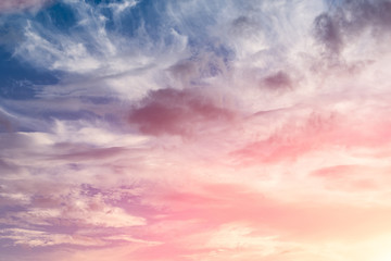 Colorful cloudy sky at sunset. Gradient color