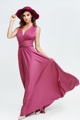 Woman in a pink gown, fashion makeup