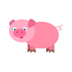 Little funny pig cartoon. Vector illustration for your cute design.