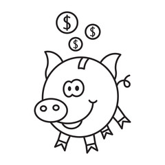 Piggy bank with coins. Stock vector template, easy to use.