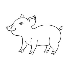 Little funny pig cartoon. Vector illustration for your cute design.