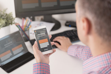 Designer working on responsive web design project
