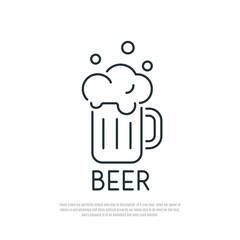 Beer Icon. Mug of beer with foam. Line art style. Vector illustration.