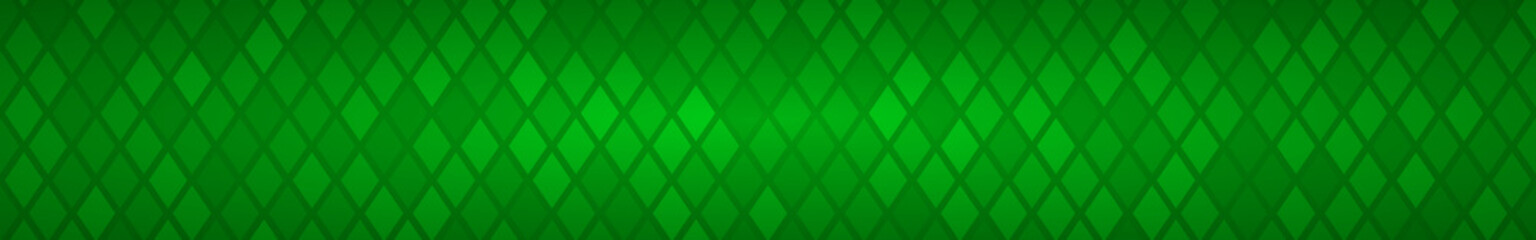 Fototapeta na wymiar Abstract horizontal banner or background of small rhombuses in green colors.