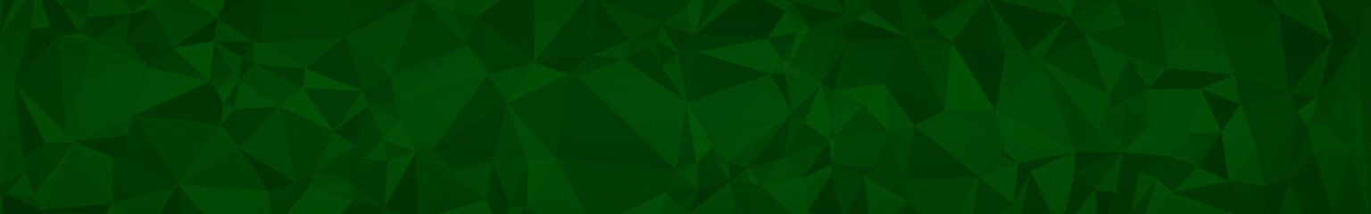Abstract horizontal banner or background of triangles in green colors.