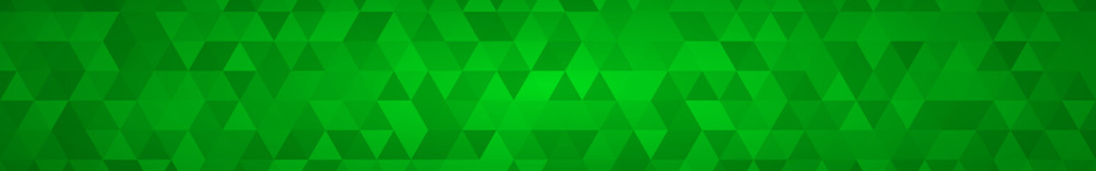 Obraz premium Abstract horizontal banner or background of small triangles in green colors.