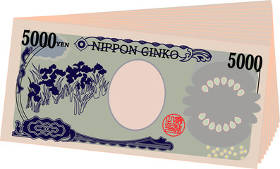 Bunch of Back side of Japan's 5000 yen note