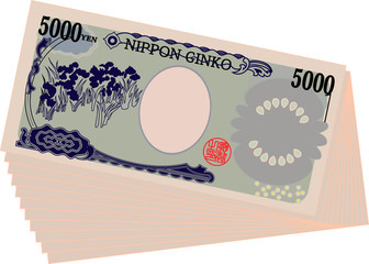 Bunch of Back side of Japan's 5000 yen note