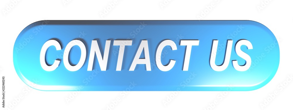 Poster blue rounded rectangle push button contact us - 3d rendering