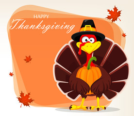 Obraz na płótnie Canvas Thanksgiving greeting card with a turkey bird