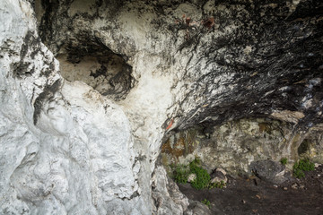 Cave in mountains Towarne near Olsztyn on Jura Krakowsko-Czestochowska, Silesia, Poland