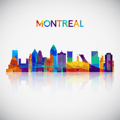 Montreal skyline silhouette in colorful geometric style. Symbol for your design. Vector illustration. - obrazy, fototapety, plakaty