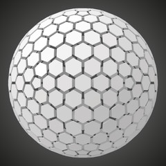 small hexagons forming a sphere. 3d style vector illustration.