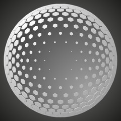 small hexagons forming a sphere. 3d style vector illustration.