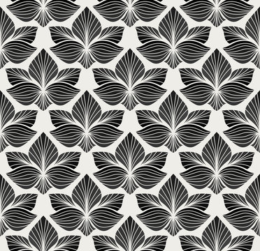 Vector floral damask seamless pattern. Elegant abstract art nouveau background. Classic flower motif texture.