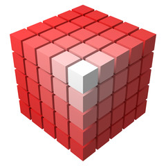 Naklejka premium 3d style vector cubic form made of with smaller cubes.