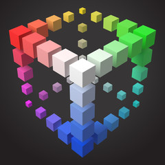 Naklejka premium Sześcienna konstrukcja w stylu 3D z kostkami.