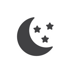 Moon and stars vector icon. filled flat sign for mobile concept and web design. Night solid icon. Symbol, logo illustration. Pixel perfect vector graphics