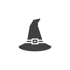 Witch hat vector icon. filled flat sign for mobile concept and web design. Halloween costume solid icon. Symbol, logo illustration. Pixel perfect vector graphics