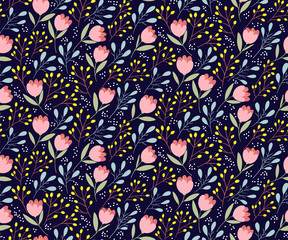 Cute flowers seamless pattern