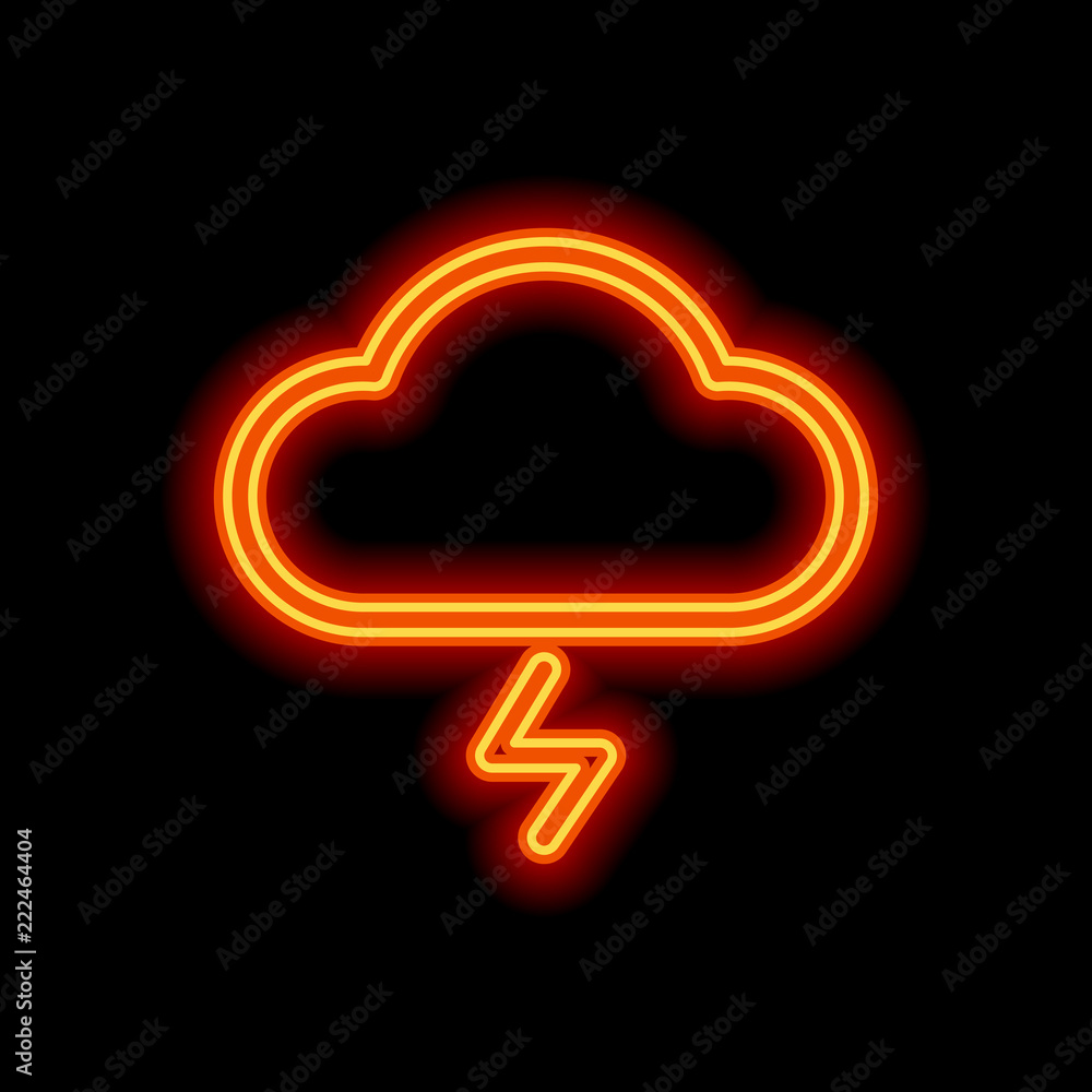 Poster cloud and lightning. simple outline icon. linear symbol with thi