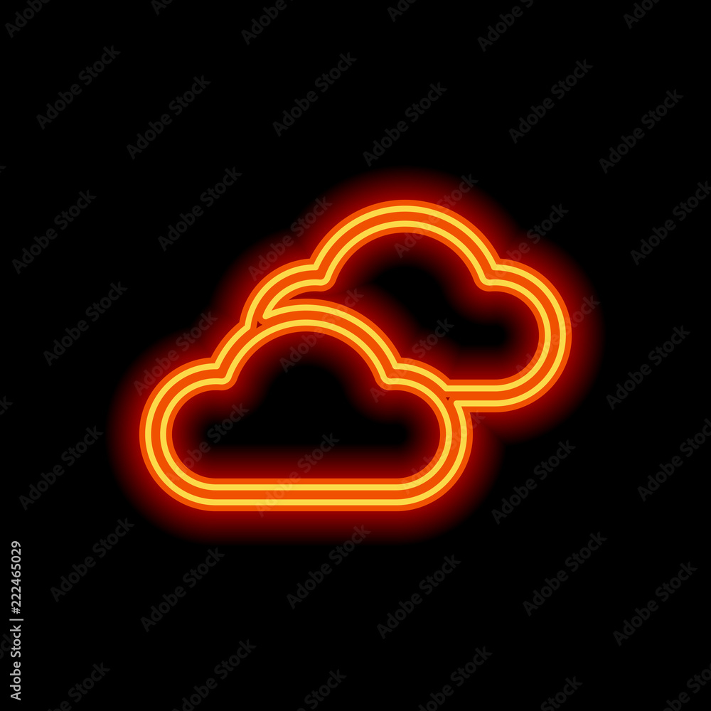Poster mostly cloudy icon. simple linear icon with thin outline. orange