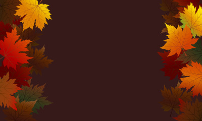 Autumn maple leaves on brown background with copy space vector illustration