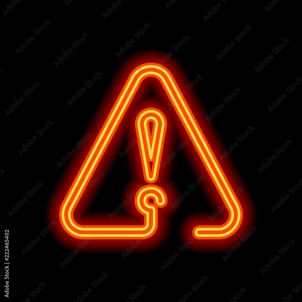Poster exclamation mark in warning triangle. linear symbol with thin ou